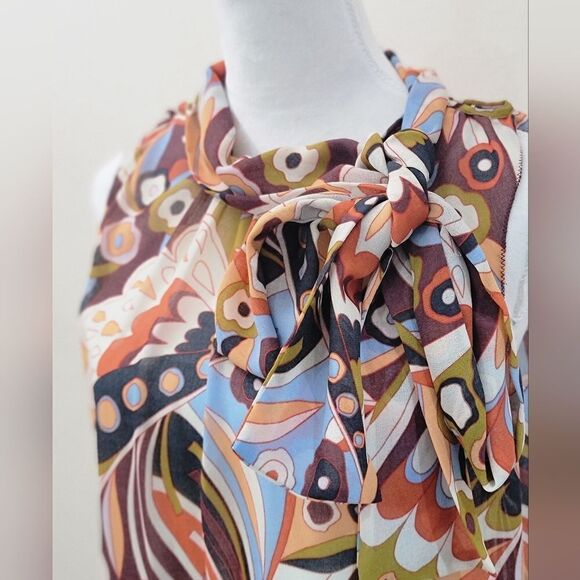 Chelsea & Violet 70s Retro Boho Scarf Dress Size L NWT Multicolor Old Money - Picture 5 of 12